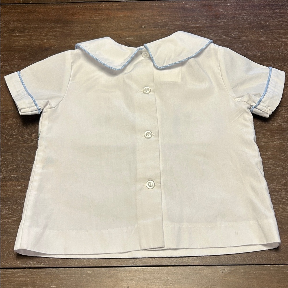 Banana Split Smocked Alligators White with Blue Poly/Cotton Top - Picture 3 of 5